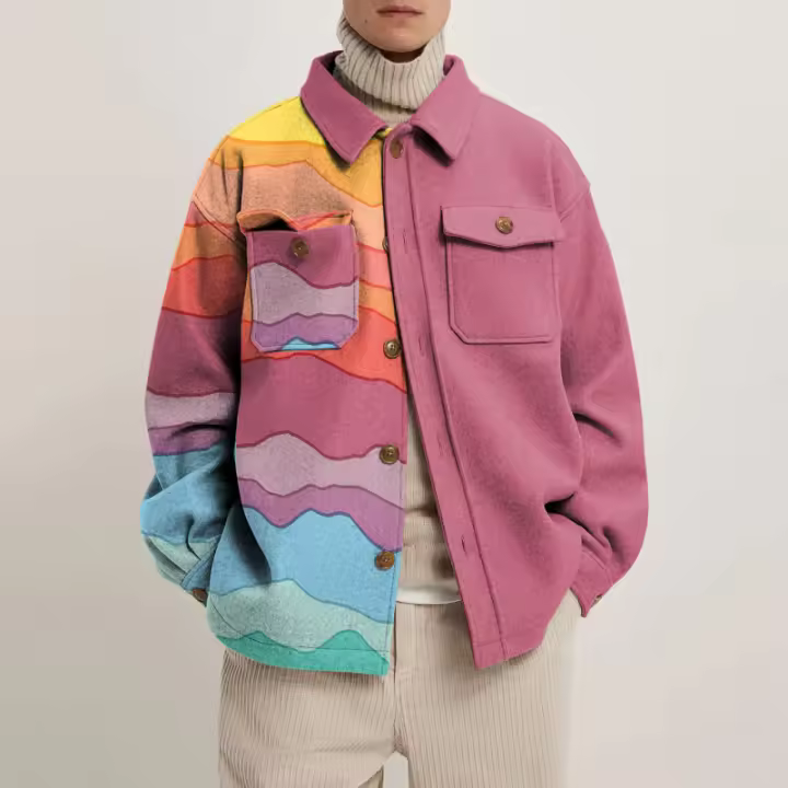 Chaqueta holgada informal para hombre, top con estampado colorido, a la moda, otoño e invierno, 2024 - 1