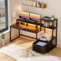 computadora cajones y estantes Impresora en doméstico Reversible 175 cm Luces ledestantes Aprender a Trabajar en JuegosNegro - details 4