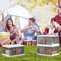 Contenedores de Almacenamiento con Tapas, Juego de 3 Grandes Cajas de Almacenamiento de Plástico de 72L con Ruedas y Puerta, Caja Plegable Transparente para Ropa/Juguetes/Camping, 64 x 40 x 37 cm - details 2