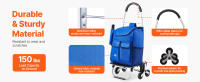 SucceBuy Carro elevador de escaleras de 36 litros, carrito de compras plegable con 6 ruedas y bolsa de tela Oxford, carrito de comestibles y lavandería para subir fácilmente, plegable y portátil para compras, comestibles y lavandería - details 2