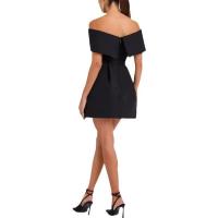 Vestido único de primavera-verano con hombros y cinturón, moda informal para mujer, poliéster sin estirar, silueta de cintura alta - details 5