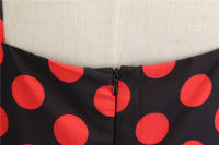 Vestido midi retro de fiesta con estampado de lunares, tirantes finos y cinturón para mujer - details 45