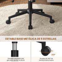 Silla de Oficina sin Reudas, Silla Piernas Cruzadas con Función Mecedora, Silla de Escritorio Ancha para Juegos, Silla de Maquillaje sin Brazos para Casa, Marfil - details 43