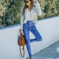 Vaqueros de cintura baja para mujer, tendencia 2025, estilo holgado en gris - details 4