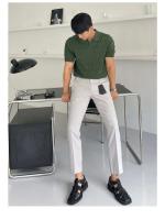 Cuello de gama alta de verano para hombre, top de punto de manga delgada informal, efecto de pérdida de peso, estilo coreano, moda de color sólido - details 16