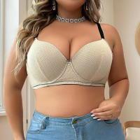 Sujetador transpirable sexy con realce para mujer, talla grande, con ropa interior de acero, copa D - details 3