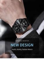 Reloj Deportivo de Cuero de Lujo para Hombres Hannah Martin Estilo de Negocios Negro de 42mm - details 3