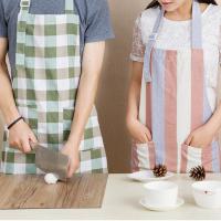 Delantal de cocina de lino y algodón suave ajustable con bolsillos, accesorios para hornear, suministros de cocina a prueba de aceite, delantal de Chef para mujer - details 2