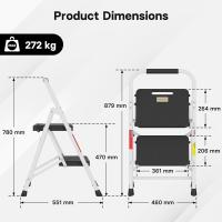 Escaleras Plegables de 150KG Pedales Antideslizantes Anchos Taburete Escaleras de Mano de Acero - details 15