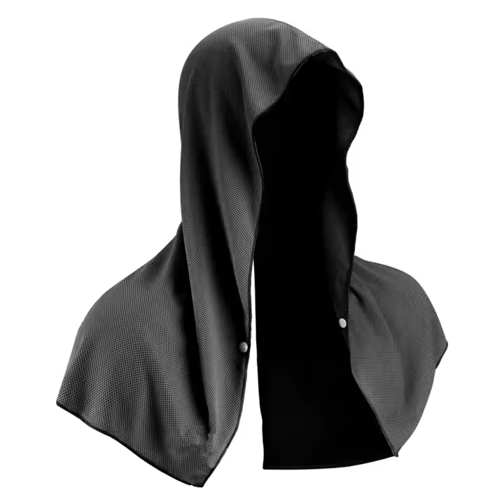 Toalla refrescante con capucha, toallas de refrigeración para cuello y cara, para Sauna, Yoga, Camping, entrenamiento, color negro - 1