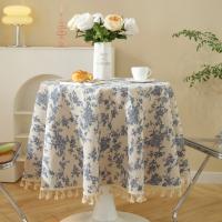 Mantel Vintage de lino y algodón, cubierta de mesa redonda lavable rústica Floral Pastoral para decoración de granja, Picnic, decoración de mesa - details 10