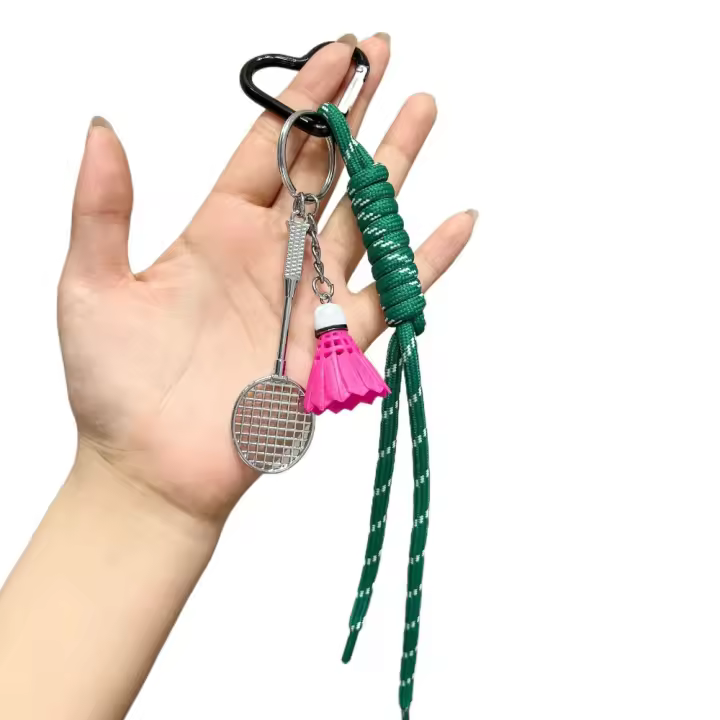 Llavero antipérdida para parejas de bádminton, colgante de cuerda trenzada para bolso, colgante de estilo deportivo, decoración de bolso, llavero con nudo, llave de coche - 1