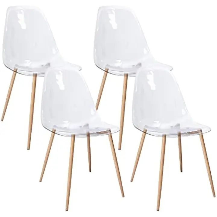 Pack de 4, Diseño Nórdico, Comedor Ergonómicas y Versátiles, Sillas Cocina Elegantes, Transparente, Acrílico, 4 Unidades - 1