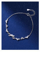 S999 Pulsera con lazo de circón brillante, joyería de plata pura, ligera, versátil, elegante y dulce para chica - details 8