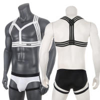 Ropa de dormir Sexy para hombre, arnés erótico para el cuello, disfraz fetiche de coqueteo, ahuecado, Halter con correas para las piernas, conjunto de calzoncillos - details 1