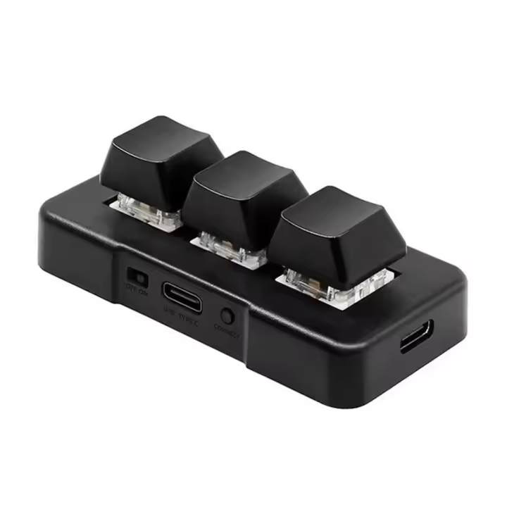 321-Pro pequeño 3 teclas personalizado con interruptor azul Nical Usb + 2,4G + teclado Bt para juegos de oficina Multimedia - 1