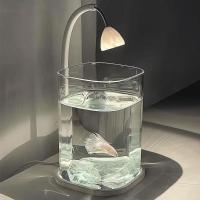 Pecera de paisaje acrílico de alta transparencia con luz LED, inastillable, para peces dorados, con tapa, para la sala de estar del hogar. - details 5