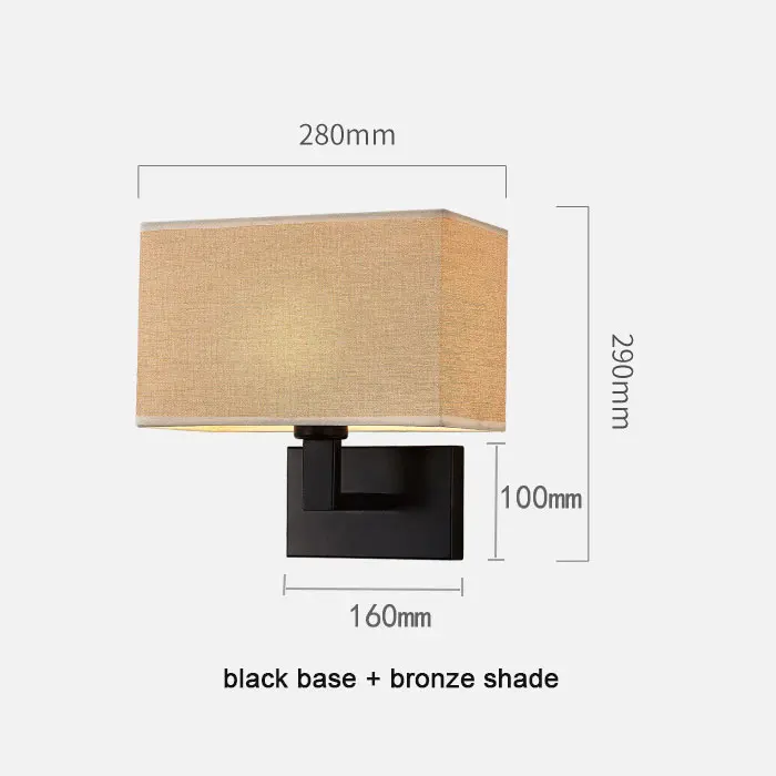 Candelabros de pared minimalistas, luces de pared con interruptor, color negro o bronce, rectángulo, blanco, amarillo, sombra de tela para dormitorio, pasillo, USB - 1