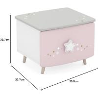 Blanco Mate/Gris/Rosa, 44,4 x 38,8 x 33,7 cm, Mesita de Noche Infantil Rosa Gris - details 2