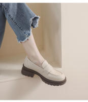 Mocasines de suela gruesa para mujer, nuevos zapatos de cuero retro de primavera 2025, zapatos de tacón grueso sin cordones con suela blanda para mujer - details 1