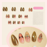 Pegatinas de uñas postizas modelo 24 Uñas desmontables con estampado de leopardo estereoscópico - details 1