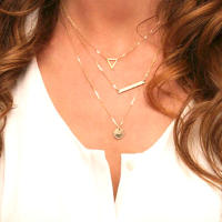 Collar con colgante de monedas para mujer, colgante de 3 capas, triangular, hueco, fresco, largo, sin cuello, 1 unidad - details 3