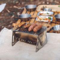 Parrilla de camping desmontable con bolsa de iluminación, estufa tipo caja plegable, mini estufa de cocina de acero inoxidable para senderismo al aire libre - details 1