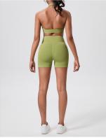 Lemon-conjunto deportivo de Yoga para mujer, mallas cortas de cintura alta y cuello redondo, sujetador cruzado, 2 piezas - details 5