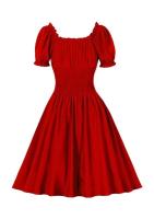 Vestido Rojo de Fiesta de Cuañas Retro 2024 Sexy Escote en V, Cintura Elástica, Pleces - details 14