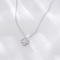 Collar Colgante De Cuatro Hojas De Cloaca En Plata De Ley 925 Con Plateado 14K Y CZ Para Mujer Joyería De Moda Clavícula - details 9