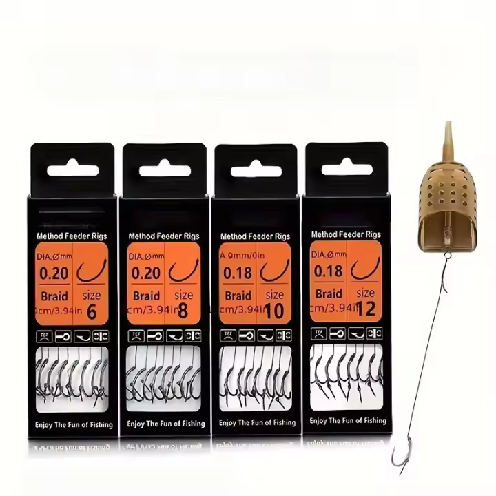 Rig De Pesca Para Carpa Con Cebada Y Alimentos Para Pesca Curva Alta Carbono Con Anzuelo Barbado Y Línea De Hilo Tejido - 1
