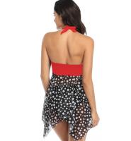 Bikini de leopardo sin mangas para mujer, Falda corta de talla grande, traje de baño de cintura alta, ropa de playa estampada sin espalda, 2XL XL - details 8