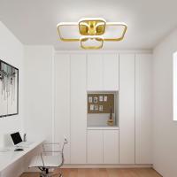 Goeco Lámpara de Techo LED Dorada Moderna 60W, Forma Cuadrada, Material de Aluminio, Eficiencia de Energía, Montaje Semi-Flush - details 4