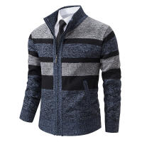 Nuevo abrigo de punto polar para hombre, cárdigan liso grueso, Tops, moda Otoño Invierno, cuello levantado, suéter de asuntos comerciales para hombre - details 3