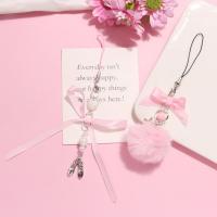 Y2K-Cadena para teléfono Y2K, color rosa, lazo con bola de pelo, cordón para teléfono móvil, zapatos de Ballet, cinta, funda para teléfono, colgante de tarjeta - details 4