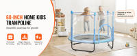 SucceBuy Trampolín para niños de 60 pulgadas, mini trampolín para niños pequeños de 5 pies para interiores y exteriores con red de seguridad y aro de baloncesto, regalo, azul - details 0