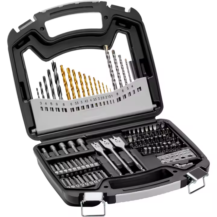 SucceBuy Juego de brocas, 101 piezas, taladrado y atornillado de cemento, metal y madera, brocas y puntas surtidas, kit combinado con estuche de transporte organizado - 1