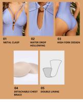 Bañador de una pieza con tirantes para mujer, traje de baño adelgazante con cuello Halter ahuecado, Sexy, ropa de playa - details 3
