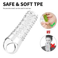 Anillos extensores reutilizables para retrasar la eyaculación, condones, funda para pene, cubierta de glande de silicona, Juguetes sexuales para agrandar para hombres - details 3