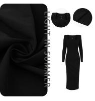 Primavera estilo francés elegante pequeño negro largo cuello cuadrado Slim Fit Bodycon diseño Dre - details 3