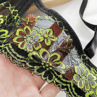 Sujetador transpirable sexy con realce para mujer, estampado floral, talla grande, con ropa interior de acero, copa D - details 10