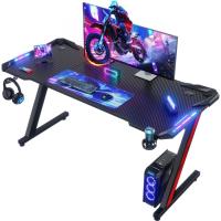 Gaming Forma Z, Escritorio de Ordenador Grande con Gancho para Auriculares y Portavasos, Mesa - details 0