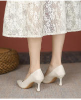 Francés desnudo tacones altos zapatos de mujer stiletto primavera y otoño 2025 nueva primavera solo zapatos profesionales trabajo zapatos de cuero tacón medio - details 6