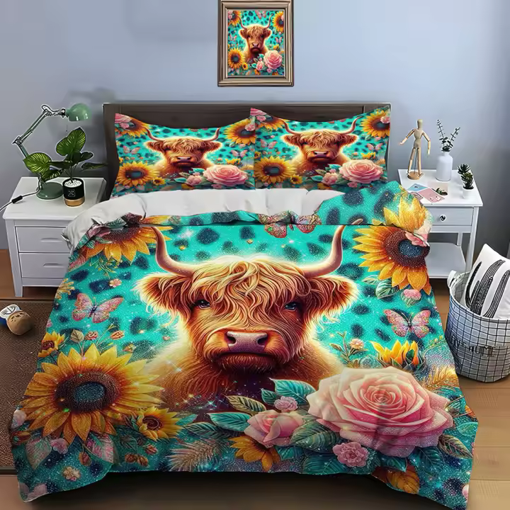 Juego de Ropa de Cama de Lujo con Estampado de Gatos Americanos de Alta Tierra - 1