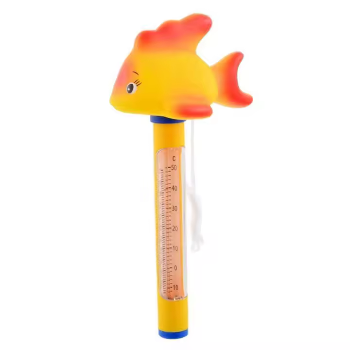 Termómetros, termómetro para piscina, lindos dibujos animados de animales, medidores de temperatura con cuerda, pez dorado - 1