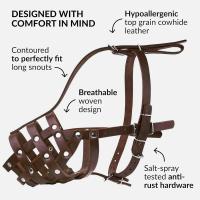 CollarDirect Bozal para Pastor Alemán Dálmata Doberman Setter Cesta de Cuero Razas Medianas Grandes Negro Marrón (M, Castaño - details 2