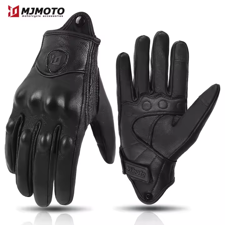 Guantes de Motocicleta de Cuero Vintage MJMOTO Protección de Carcasa Dura Cómodos y Transpirables - 1