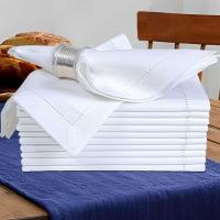 Juego de 6 servilletas de tela de algodón con esquinas ingleteadas blancas, perfectas para cenas de boda y decoraciones de mesa - details 3