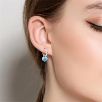 Aretes Redondos de Plata 925 Estilo Elegante para Mujeres con Piedra Principal de Zirconio y Diseño de Encanto Brillante Color en Oro - details 39