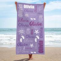 Toalla de playa personalizada para piscina, diseño de fuente multicolor, baño personalizado, con nombre exterior, cumpleaños - details 2